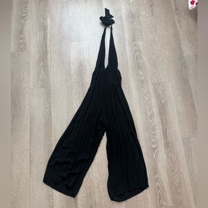 wild fable Black Halter Wide-Leg Jumpsuit with Tie Neck